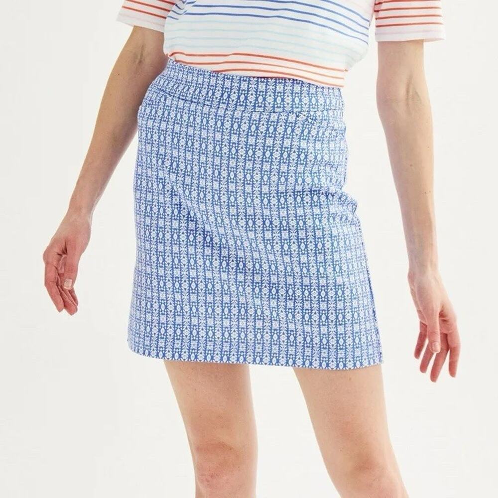 Croft & Barrow Skort 14 Effortless Stretch Skirt Blue White